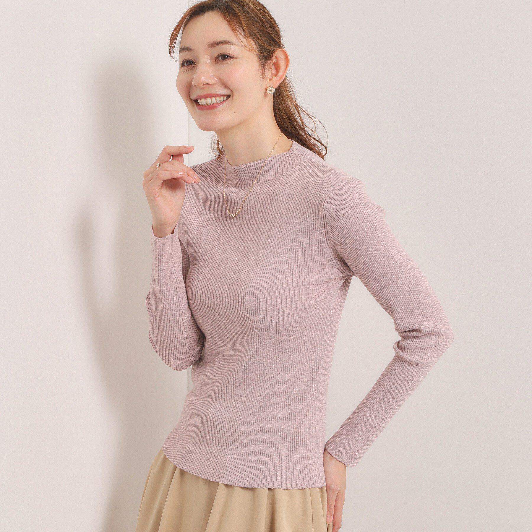 ITS&rsquo;DEMO「【手洗い可】ラメリブニット」|ニット・セーター|ピンク(071)