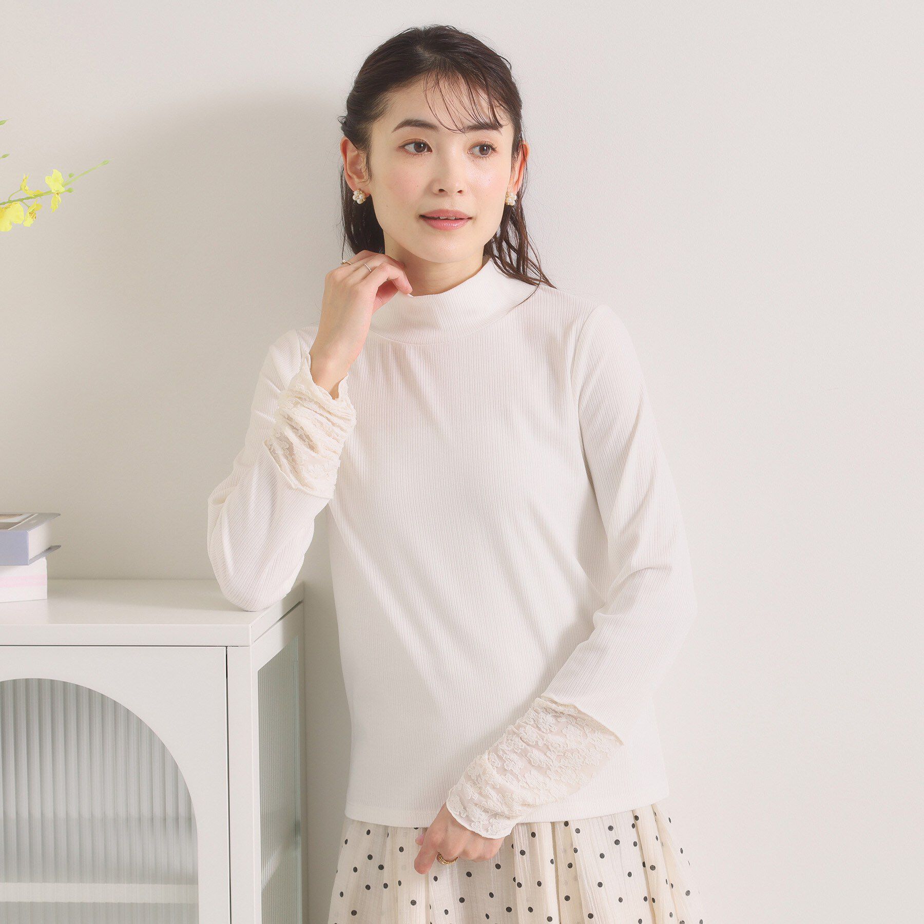 ITS&rsquo;DEMO「【手洗い可】袖シアー切替トップス」|Tシャツ・カットソー|