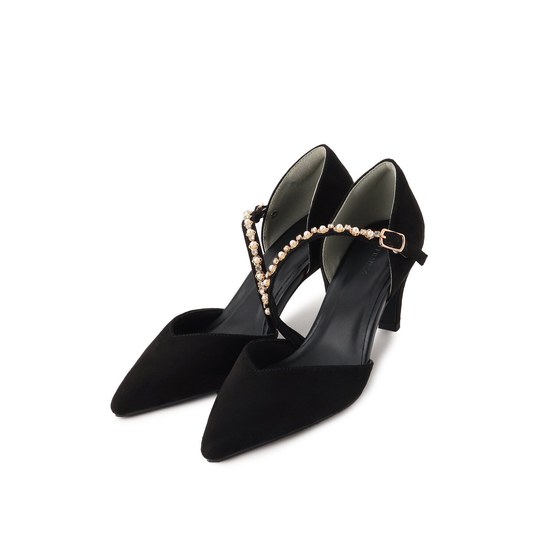 ESPERANZA「斜めストラップパンプス 結婚式二次会 パーティー 24SS」|パンプス|ブラック(119)