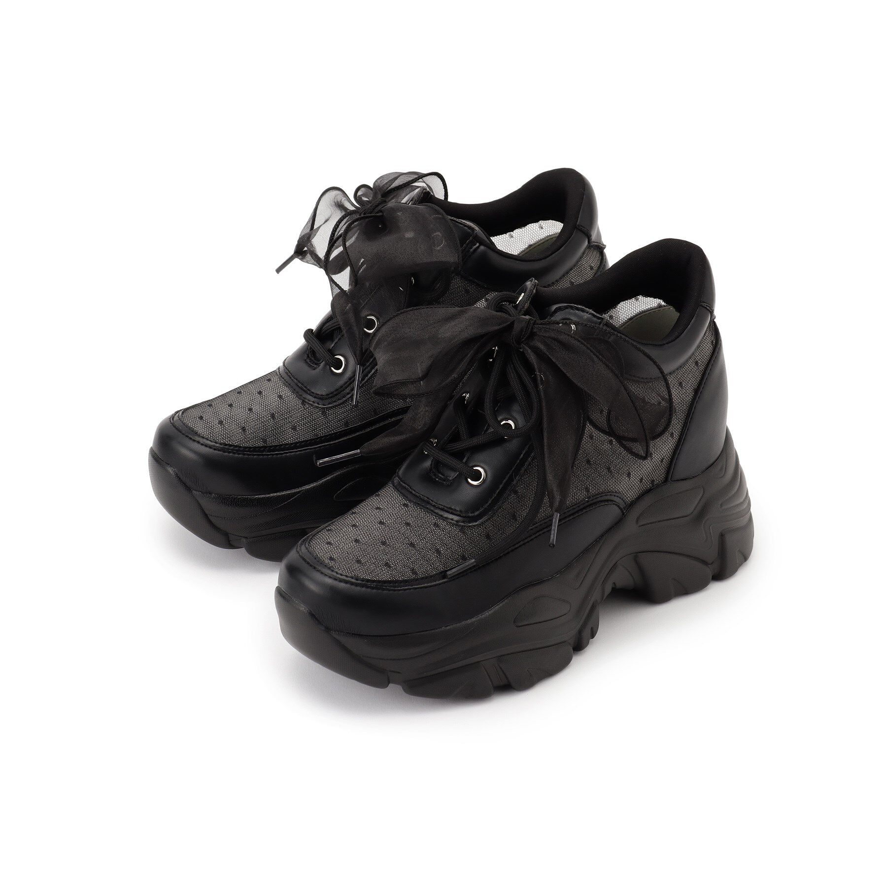 ESPERANZA「きゅんフィットインソールチュールリボンスニーカー」|スニーカー|ブラック(919)