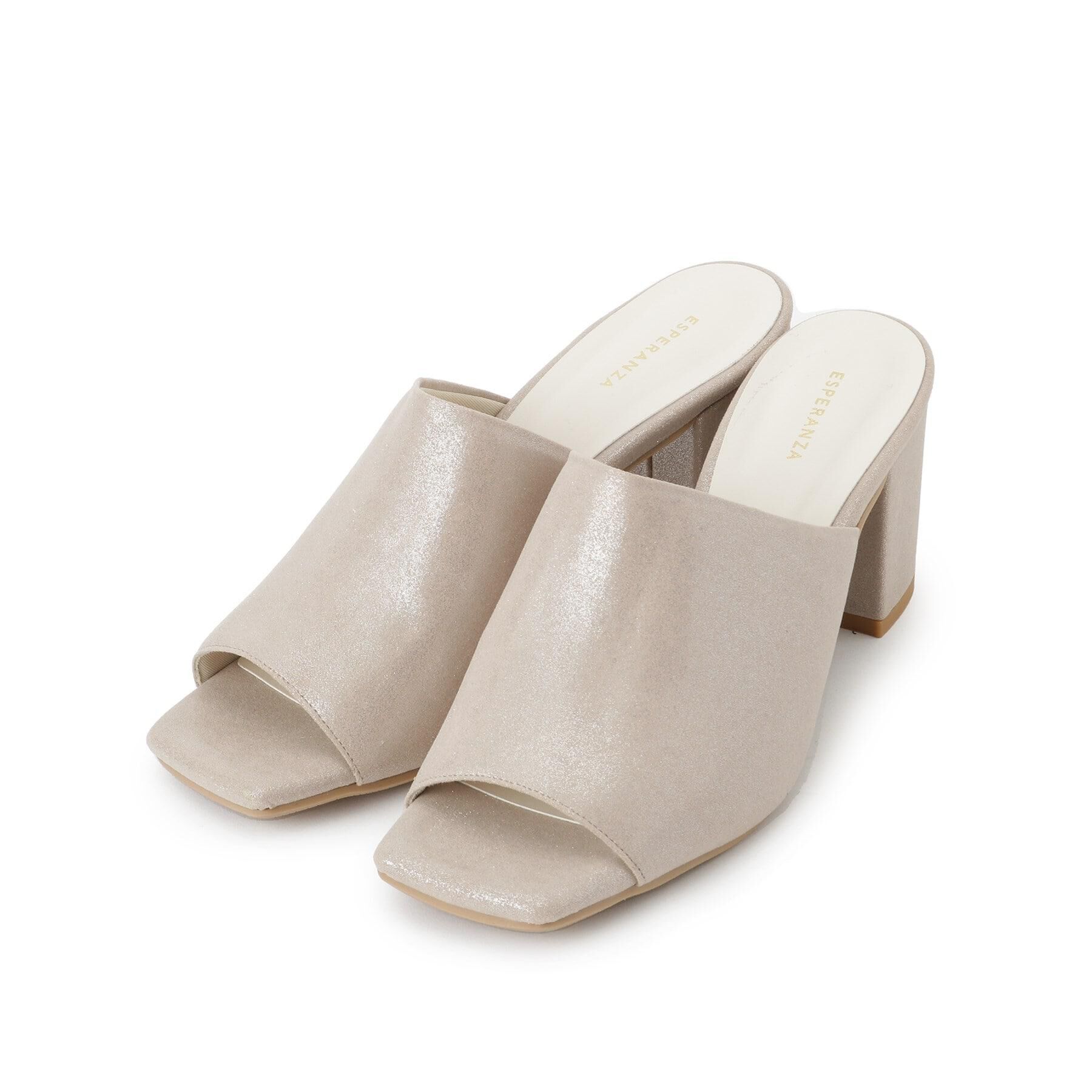 ESPERANZA「スクエアトゥブロックヒールミュール」|サンダル|