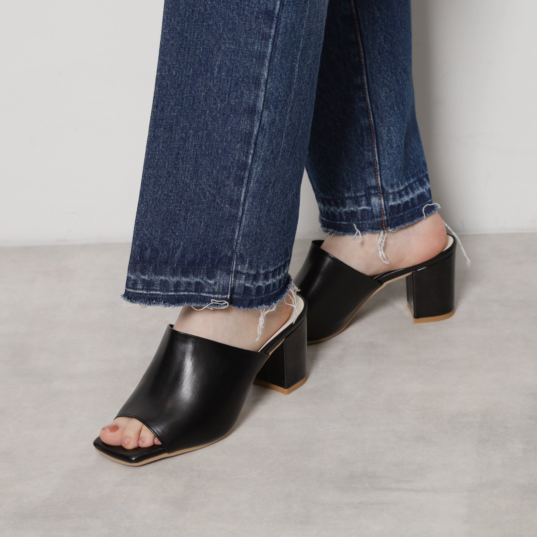ESPERANZA「スクエアトゥブロックヒールミュール」|サンダル|