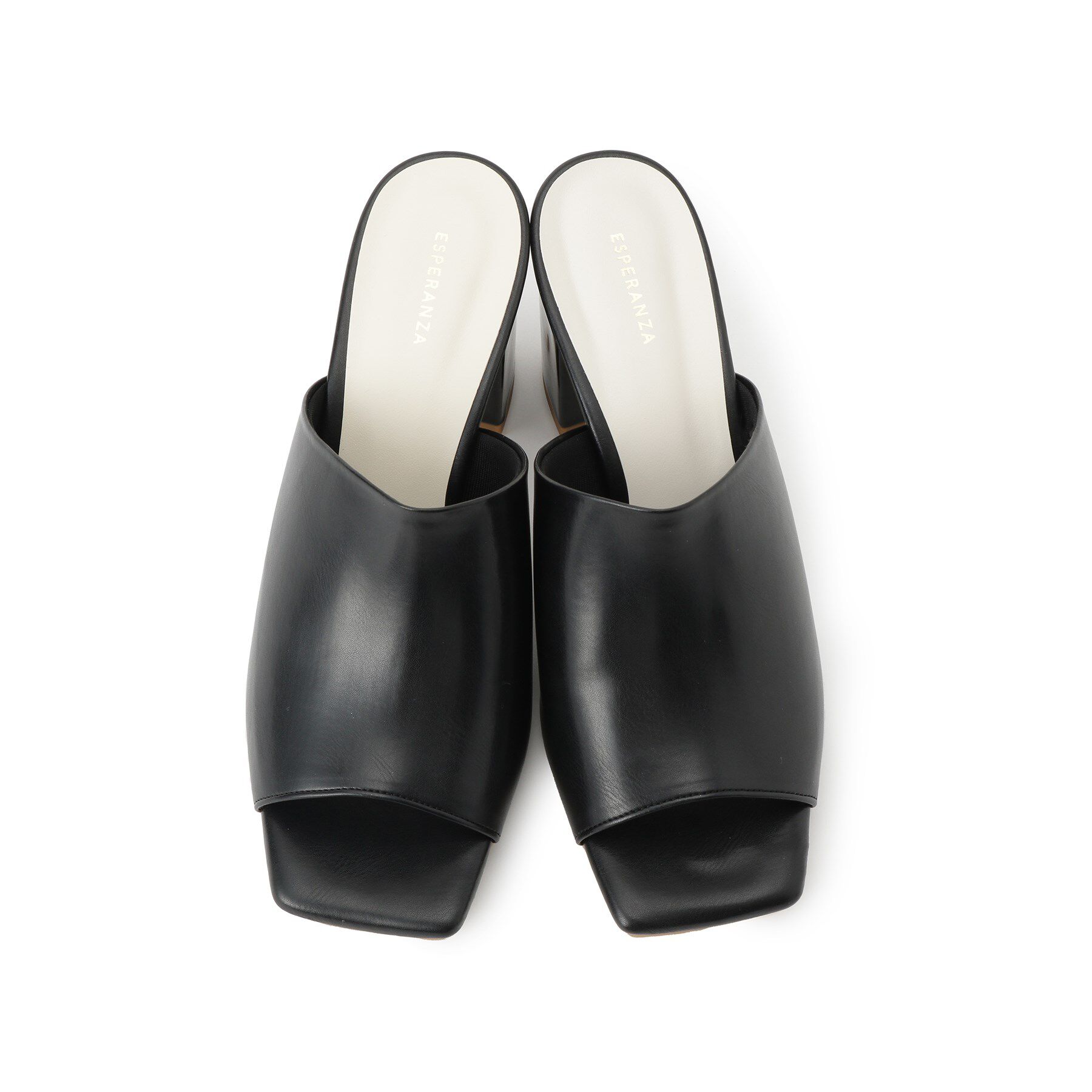 ESPERANZA「スクエアトゥブロックヒールミュール」|サンダル|
