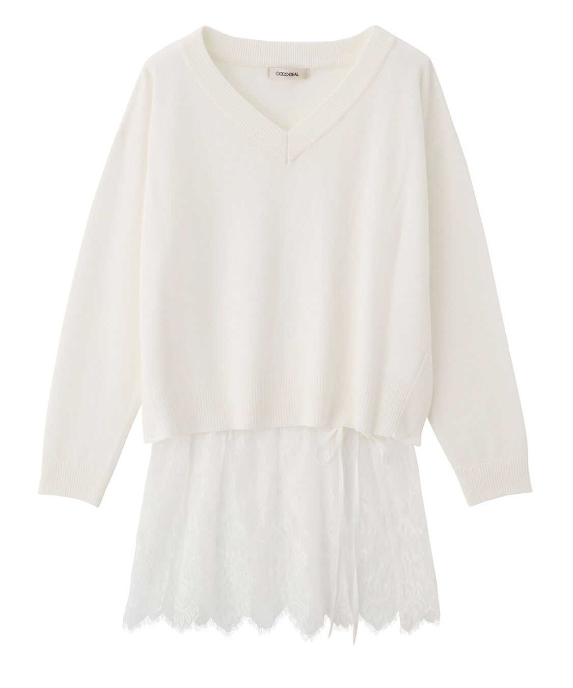 COCO DEAL「レースレイヤードVネックニット」|ニット・セーター|