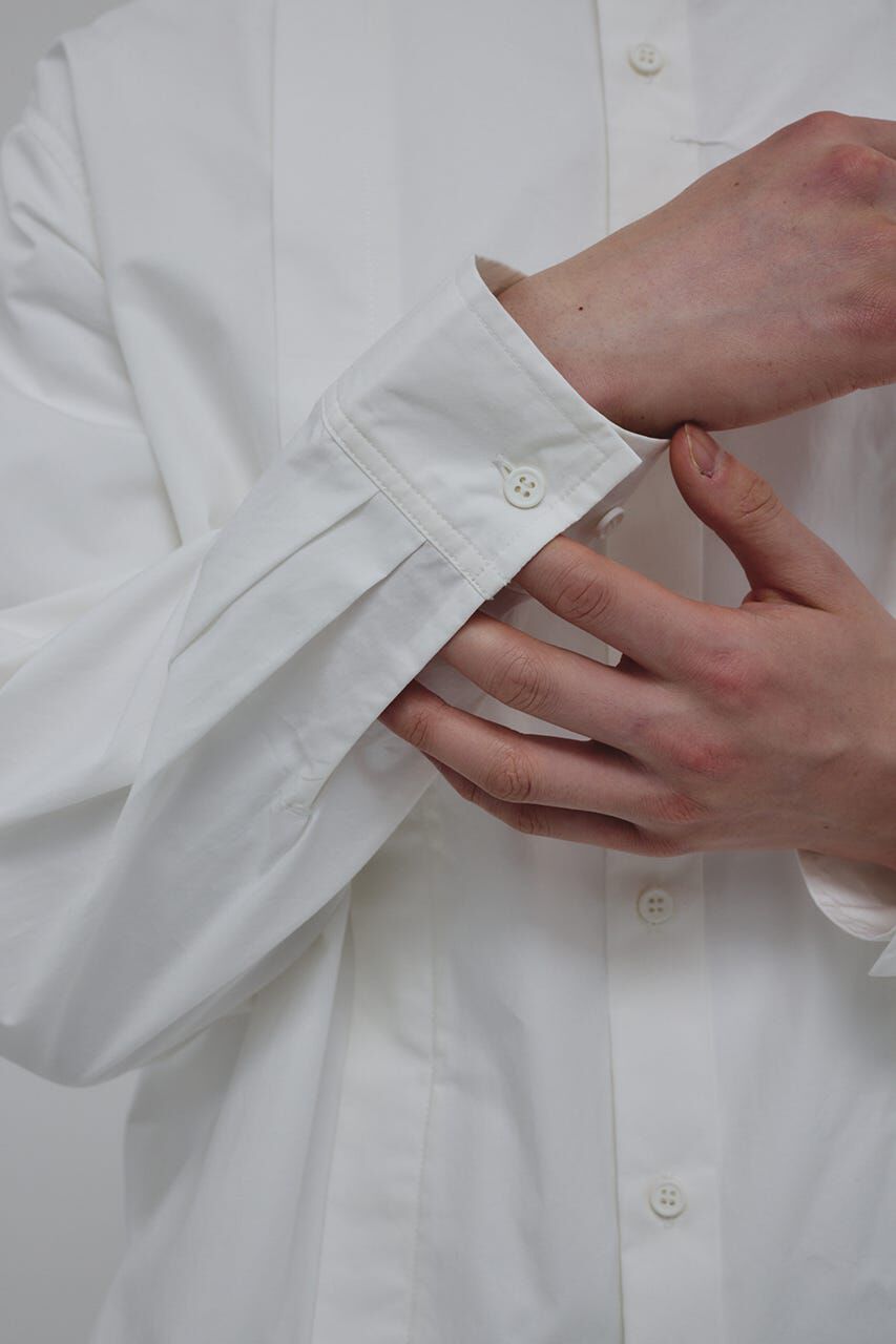 STYLEMIXER「タックデザインノーカラーシャツ」|シャツ・ブラウス|