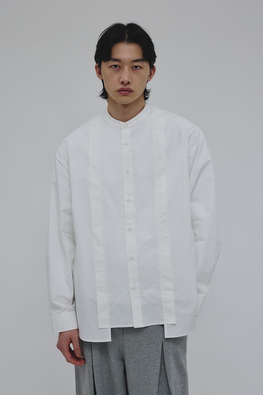 STYLEMIXER「タックデザインノーカラーシャツ」|シャツ・ブラウス|