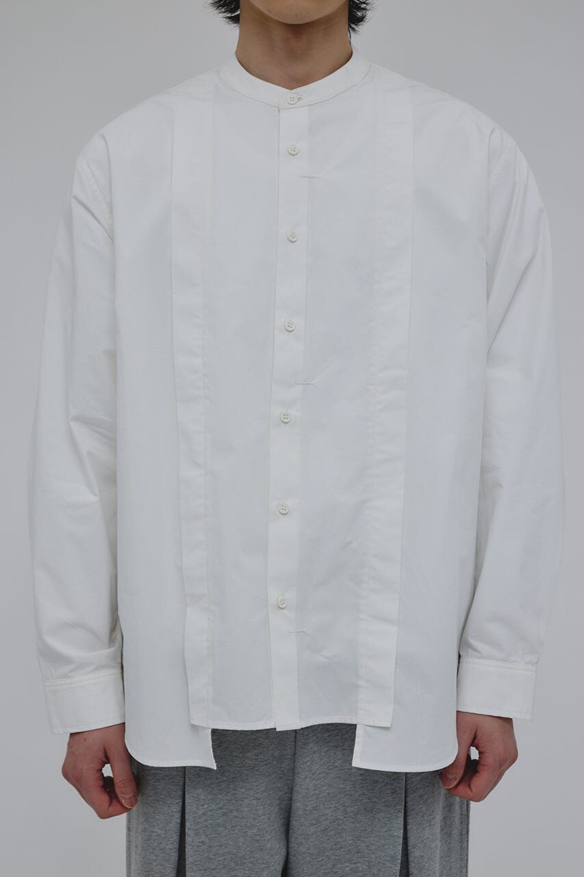 STYLEMIXER「タックデザインノーカラーシャツ」|シャツ・ブラウス|