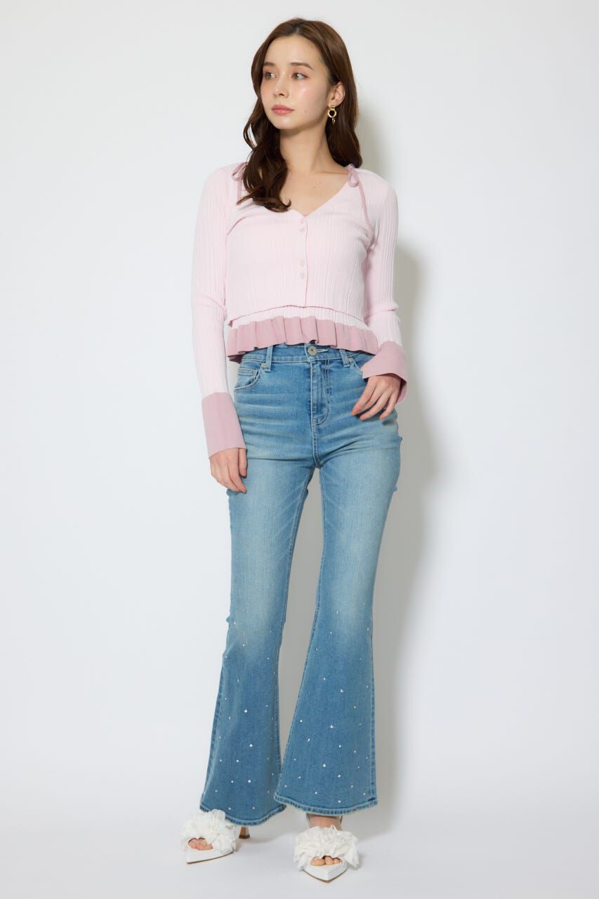 rienda「ペプラムキャミセットニットカーディガン」|カーディガン|