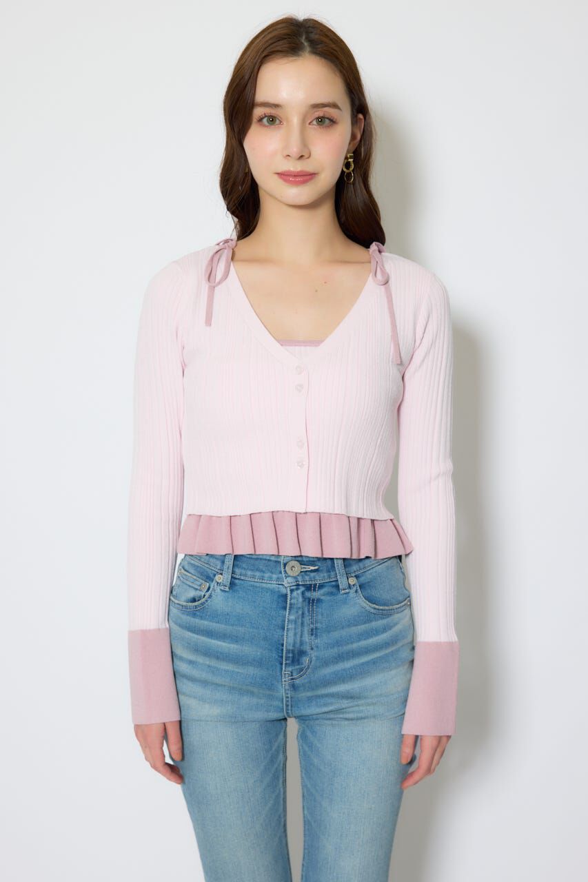 rienda「ペプラムキャミセットニットカーディガン」|カーディガン|