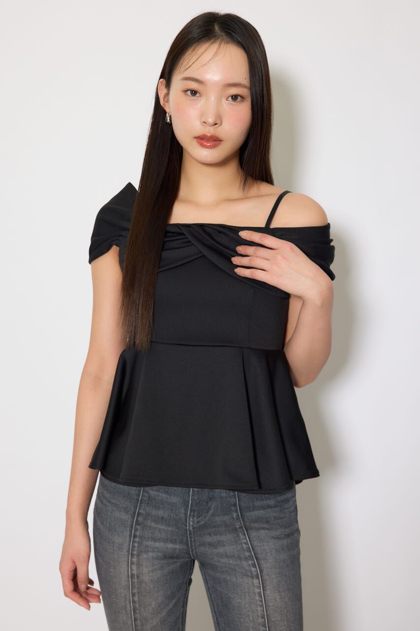 rienda「ワンショルペプラムカットトップス」|Tシャツ・カットソー|BLK