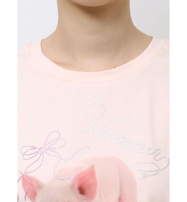 CALNAMUR「PIGLET RIBBON BIJOU TSHIRTS/ピグレットリボンビジューTシャツ」|Tシャツ・カットソー|
