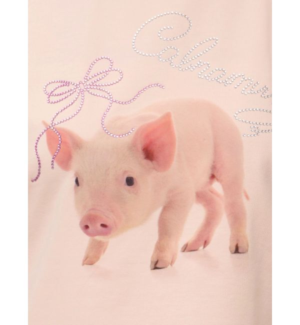 CALNAMUR「PIGLET RIBBON BIJOU TSHIRTS/ピグレットリボンビジューTシャツ」|Tシャツ・カットソー|