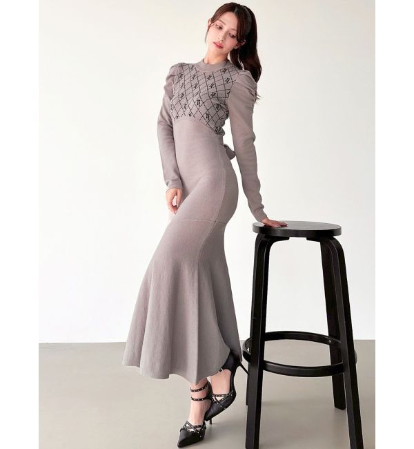 RESEXXY「チェックジャガードマーメイドニットワンピース」|ワンピース|