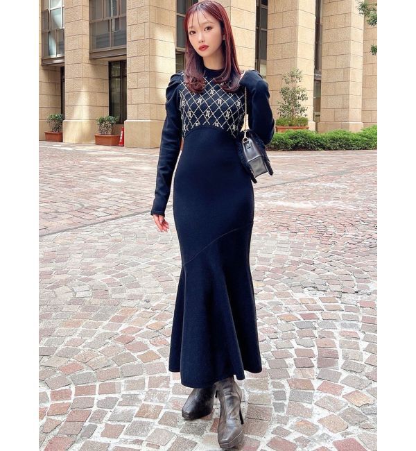 RESEXXY「チェックジャガードマーメイドニットワンピース」|ワンピース|