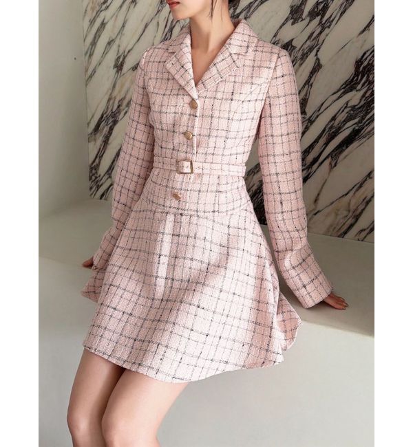 RESEXXY「ツイードジャケットミニワンピース」|ワンピース|ピンク