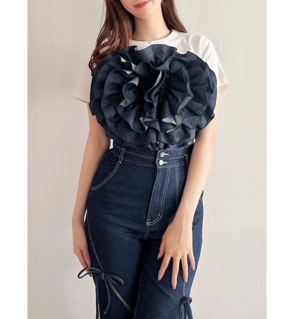 dazzlin「モチーフフラワービスチェ」|キャミソール|インディゴ