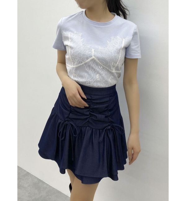 dazzlin「レースキャミレイヤードTシャツ」|Tシャツ・カットソー|ブルー