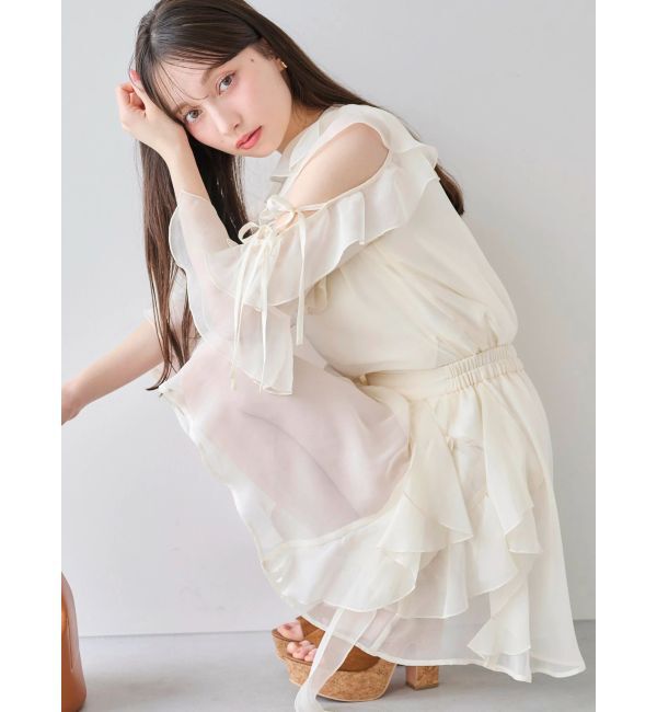 dazzlin「【セットアップ対応】シアーフルイドフリルミニスカート」|スカート|