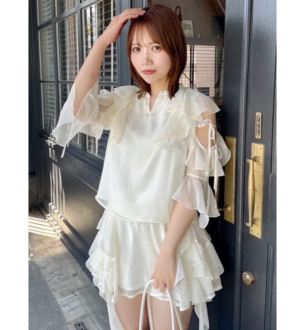 dazzlin「【セットアップ対応】シアーフルイドフリルミニスカート」|スカート|