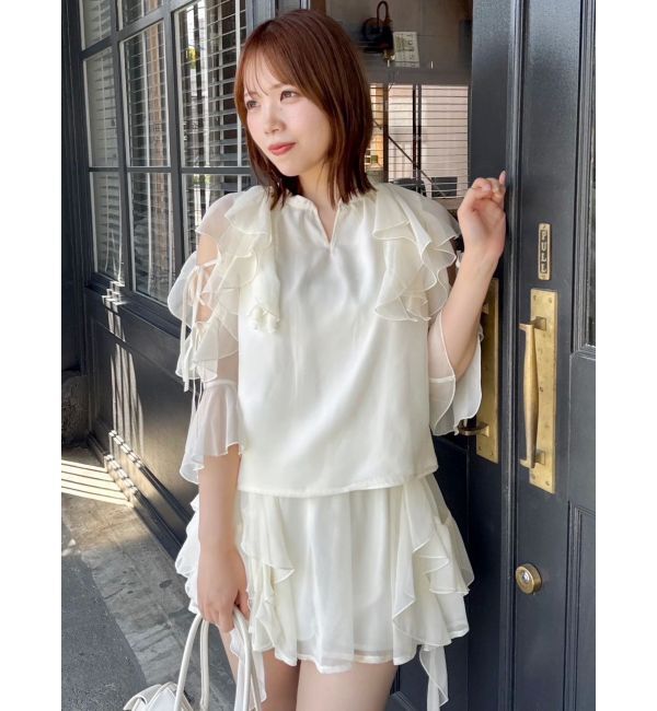 dazzlin「【セットアップ対応】シアーフルイドフリルミニスカート」|スカート|