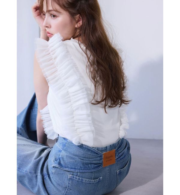 dazzlin「フリルギャザードッキングカットソー」|Tシャツ・カットソー|