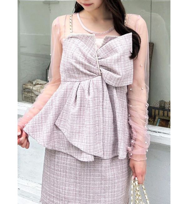 dazzlin「ツイードツイストビスチェ」|キャミソール|ピンク