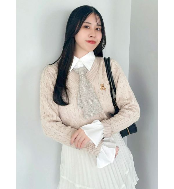 dazzlin「【POLO BCSコラボ/20周年記念復刻！】シャツドッキングケーブルニットトップス」|ニット・セーター|