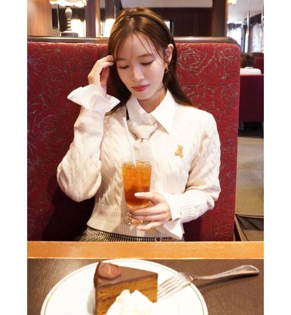 dazzlin「【POLO BCSコラボ/20周年記念復刻！】シャツドッキングケーブルニットトップス」|ニット・セーター|