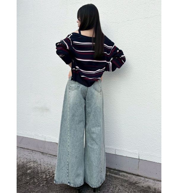 dazzlin「スイッチングワイドデニムパンツ」|デニム|