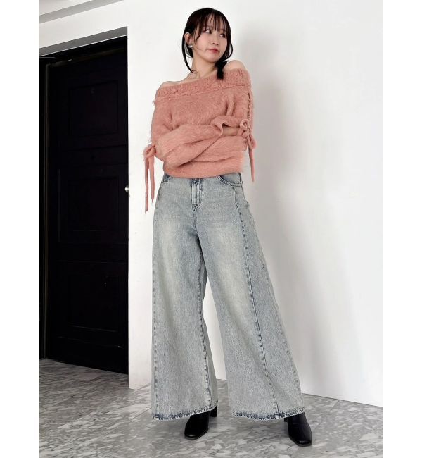 dazzlin「スイッチングワイドデニムパンツ」|デニム|