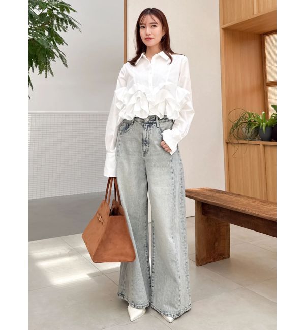 dazzlin「スイッチングワイドデニムパンツ」|デニム|