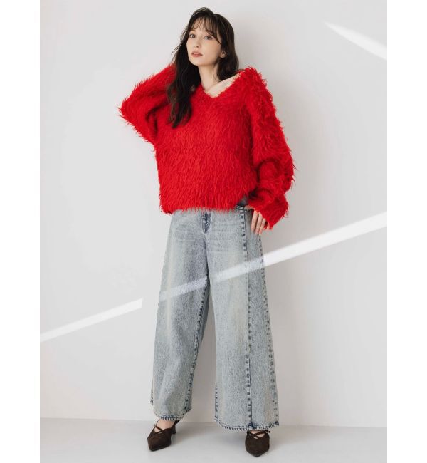 dazzlin「スイッチングワイドデニムパンツ」|デニム|