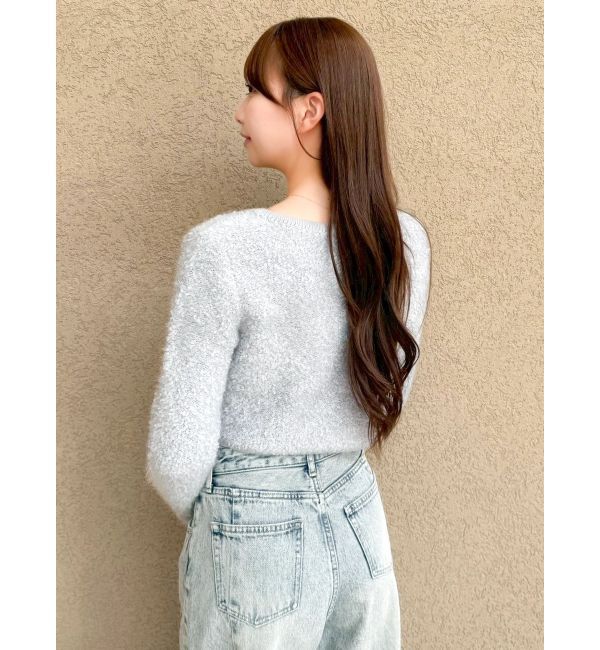 dazzlin「【セット対応】ヘアリーニットジャケット」|ノーカラージャケット|