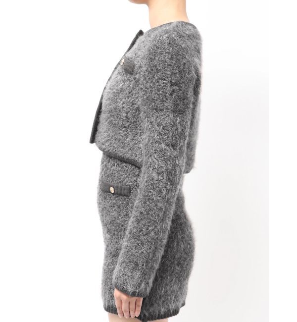 dazzlin「【セット対応】ヘアリーニットジャケット」|ノーカラージャケット|