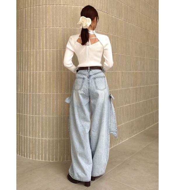 dazzlin「リボンバレルデニムパンツ」|デニム|