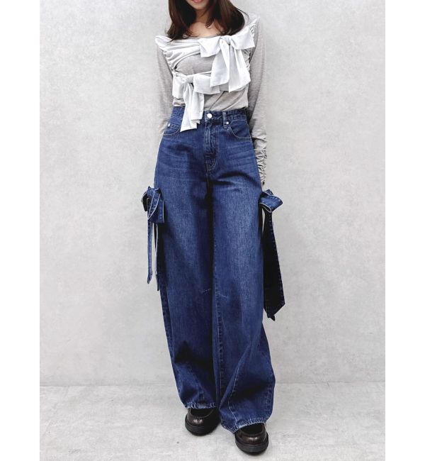dazzlin「リボンバレルデニムパンツ」|デニム|