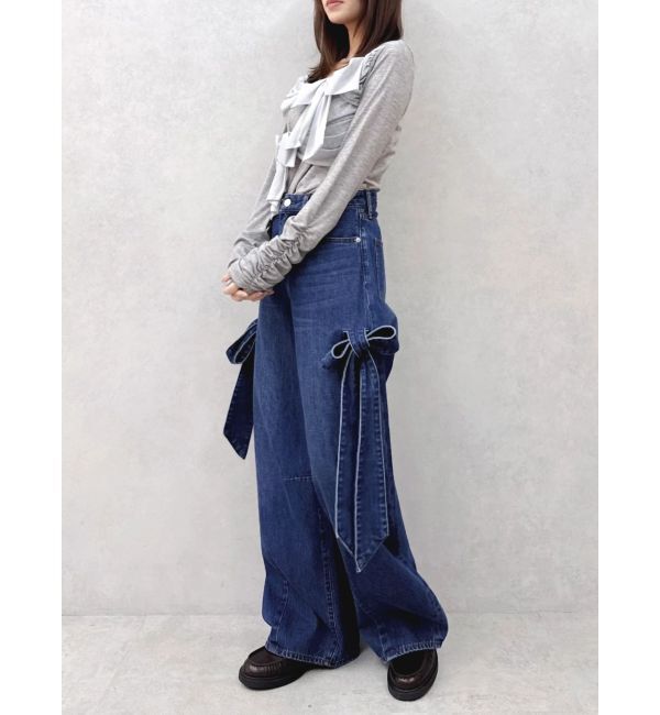 dazzlin「リボンバレルデニムパンツ」|デニム|