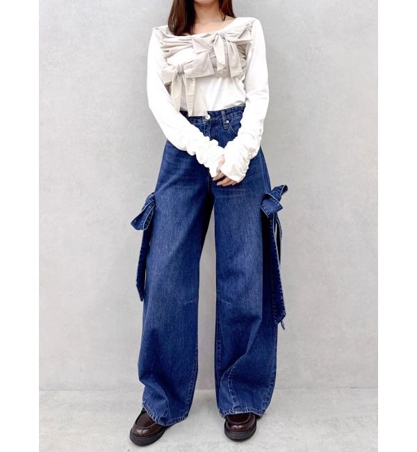 dazzlin「リボンバレルデニムパンツ」|デニム|