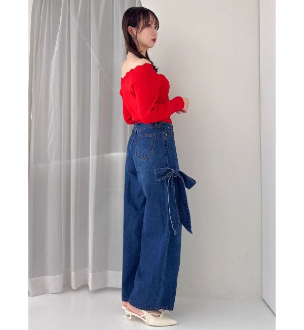 dazzlin「リボンバレルデニムパンツ」|デニム|