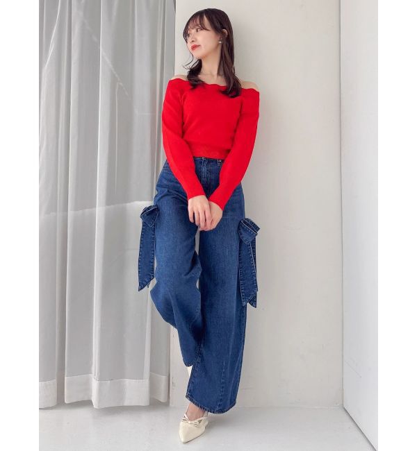 dazzlin「リボンバレルデニムパンツ」|デニム|