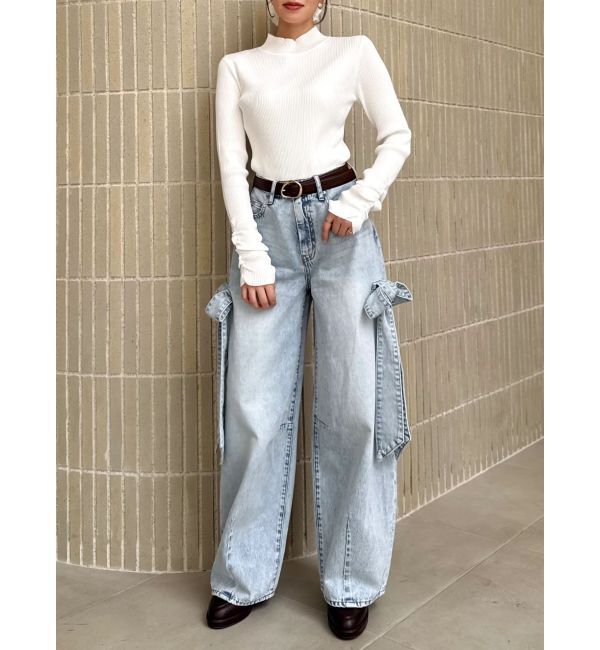 dazzlin「リボンバレルデニムパンツ」|デニム|