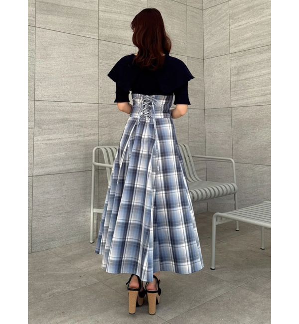 dazzlin「ビッグカラーチェックコルセットワンピース」|ワンピース|