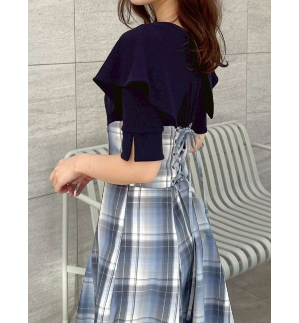 dazzlin「ビッグカラーチェックコルセットワンピース」|ワンピース|