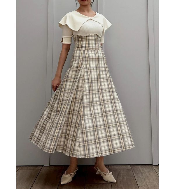 dazzlin「ビッグカラーチェックコルセットワンピース」|ワンピース|