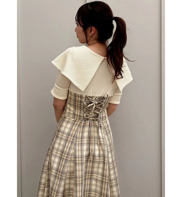 dazzlin「ビッグカラーチェックコルセットワンピース」|ワンピース|