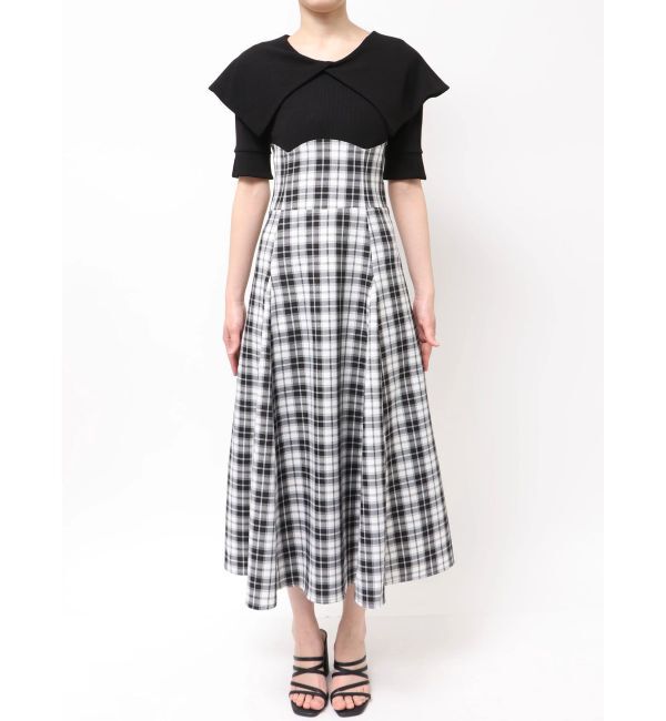 dazzlin「ビッグカラーチェックコルセットワンピース」|ワンピース|