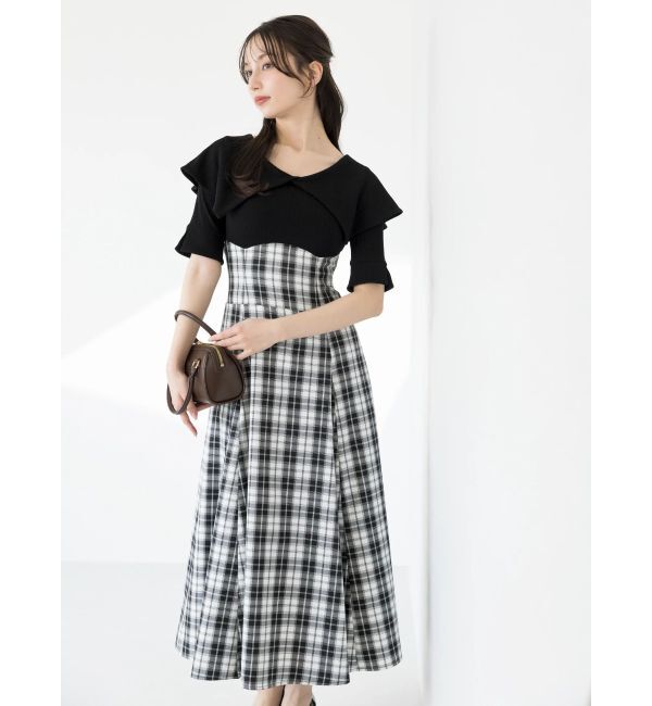 dazzlin「ビッグカラーチェックコルセットワンピース」|ワンピース|