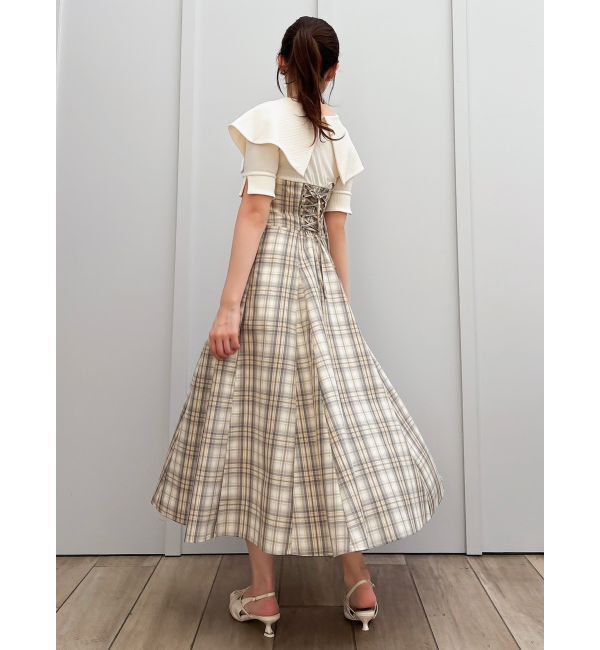 dazzlin「ビッグカラーチェックコルセットワンピース」|ワンピース|