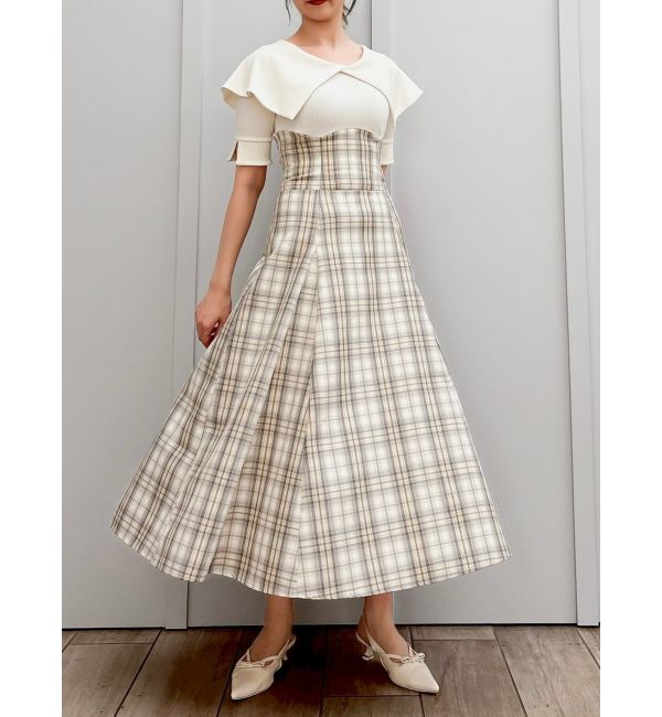 dazzlin「ビッグカラーチェックコルセットワンピース」|ワンピース|