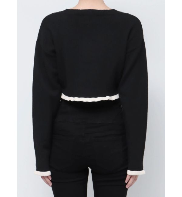 EMODA「Vネックフリルショートニット」|ニット・セーター|